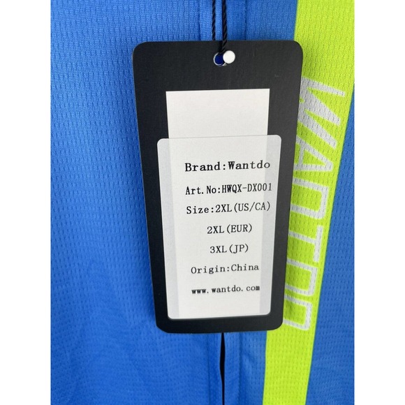Wantdo Men's Cycling Jersey 2XL Jersey Short Sleeve Blue - Picture 2 of 5